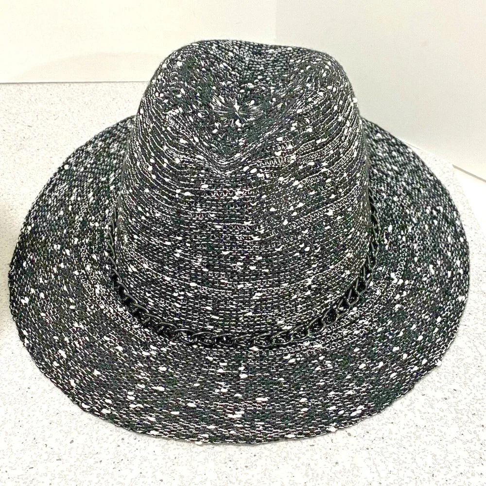 Juicy Couture Ladies Black & White Texture Fedora Hat Stylish Fashion Statement